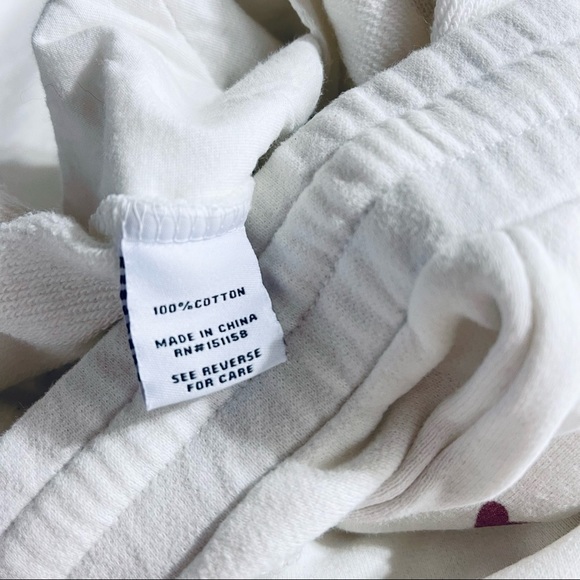 525 Heart French Terry Crop Sweatpants Drawstring Waist Size Small in White - Picture 11 of 11